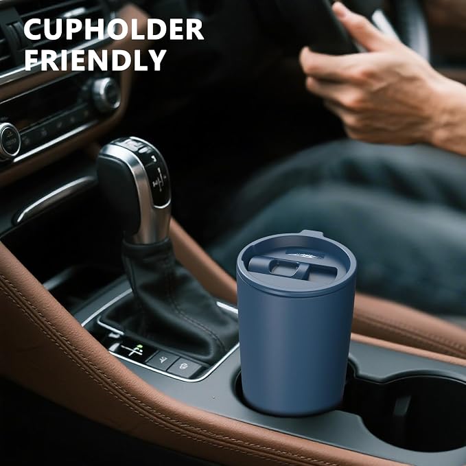 TILUCK 20 oz Insulated Coffee Tumbler with BPA-Free Lid | Travel Coffee Mug, Dishwasher Safe, Cup Holder Friendly, Double-Wall Vacuum Insulation for Hot & Cold Drinks, Matte DarkBlue - Image 4