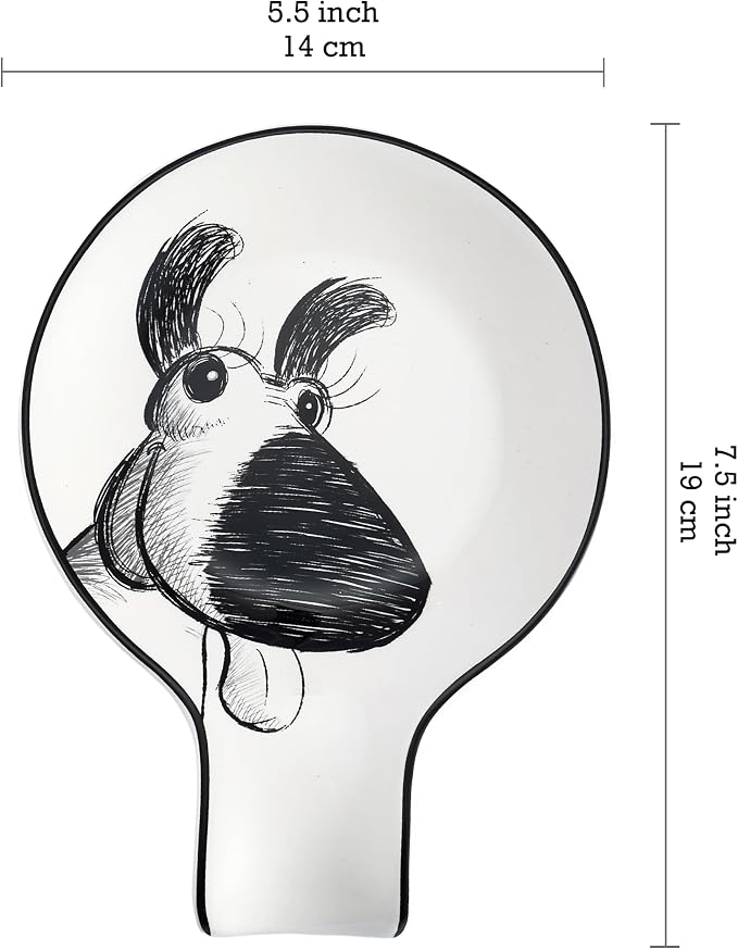 Bico Doodle Pawtrait Spoon Rest for Stove Top, Ceramic Spoon Holder for Kitchen Counter, Easy to Clean Coffee Spoon Rest Dishwasher Safe, Kitchen Cooking Utensil Rest for Ladles Spatula - Image 2