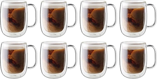 ZWILLING Sorrento Plus 8-pc Double-Wall Glass Coffee Mug Set by Zwilling