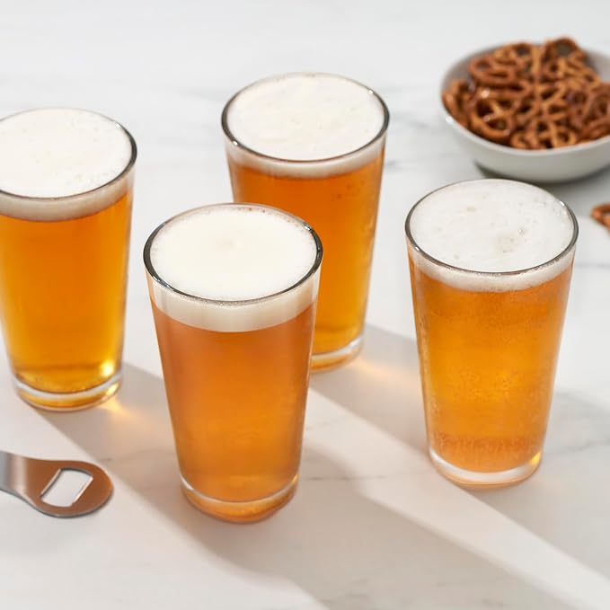 True Stackable Beer Glasses, Pint Glasses for Beers, Water, Iced Coffee, Cocktails, Game Night, Beer Gifts for Men, BBQ Outdoor Party, Home Bar Accessories, Kitchen Glassware, 16 oz, Set of 6 - Image 7