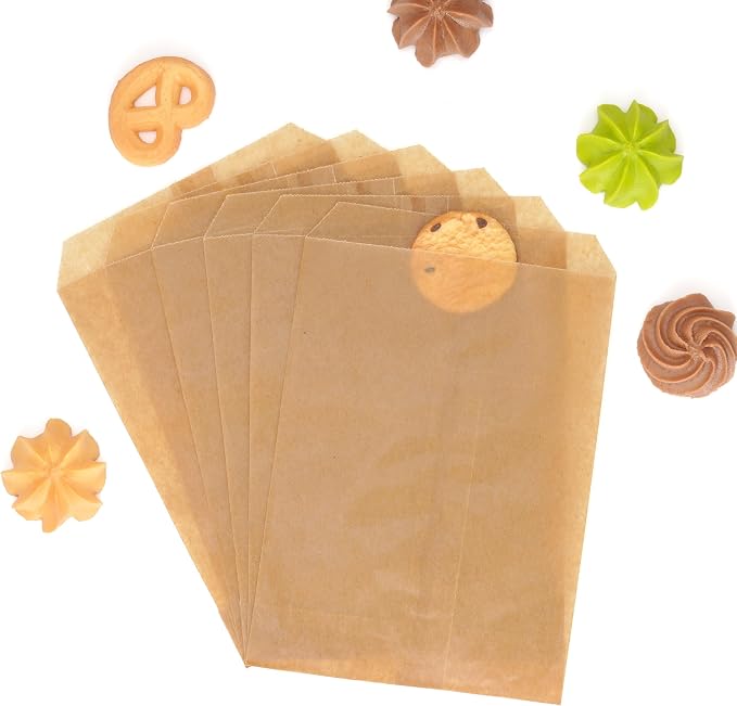 Quotidian Brown Waxed Kraft Paper Snack Bags Fold-Top 6x9 Inch, 100 Count | Great for Treat Candies Merchandise Popcorn Soap (15 x 22.8cm) - Image 2