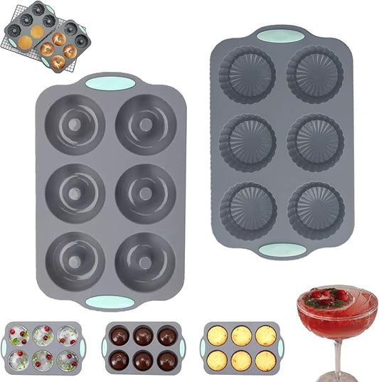 Christmas Wreath Ice Mold Silicone Tray - 6 Hole DIY Holiday Baking Pan for Festive Drinks, Chocolate Making - Easy Release & Clean, Cold & Heat-Resistant Reusable for DIY Crafts, Desserts (Style9)
