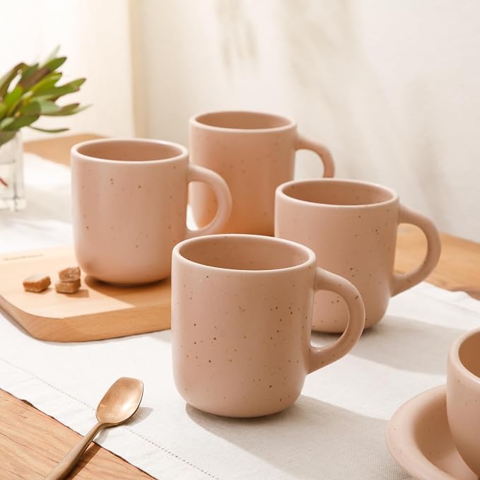 Bloomhouse - Two Time Oprah's Favorite Things Winner - Corsica Clay 4-Piece Mug Set – Prosecco Blush Pink Stoneware Coffee & Tea Cups, Durable Ceramic Drinkware - Image 2