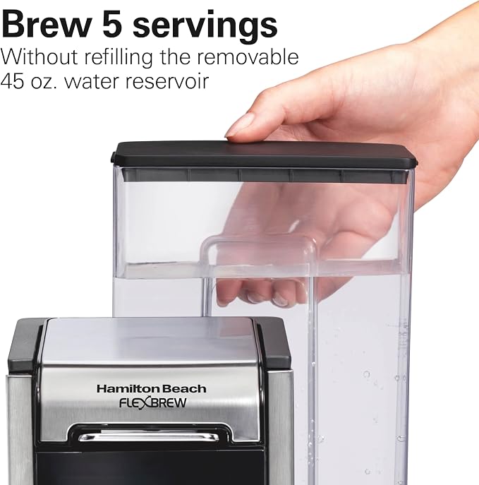 Hamilton Beach FlexBrew Advanced 4-in-1 Single Serve Coffee Maker | Hot & Iced Coffee Maker | Removable 45 oz. Reservoir | Uses Pod Packs & Grounds | Fast Brewing | Black - Image 5