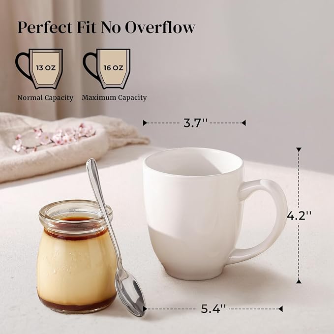 DOWAN Coffee Mugs, White Coffee Mugs Set of 6, 16 oz Ceramic Coffee Cups with Large Handles for Men Women, Porcelain Big Mug for Tea Latte, Mug Gifts for Home Office Party - Image 2