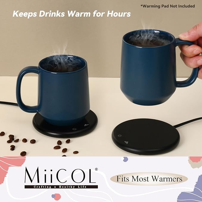 Miicol Ceramic Coffee Mug, 16 oz Large Coffee Cup, Tea Mug with Handle, Flat Bottom Mug for Men, Women, Office, Microwave and Dishwasher Safe, Multi-Color, Navy - Image 4