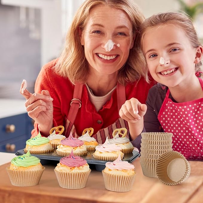Caperci 300pcs Standard Cupcake Muffin Liners for Baking - Odorless Greaseproof Paper Muffin Baking Cups for Wedding Birthday Party Baby Shower Festivals (Natural) - Image 2