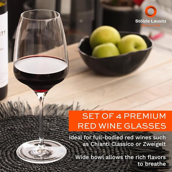 Stölzle Lausitz Red Wine Glasses 4 Set (EXPERIENCE). Dishwasher Safe Crystal Red Wine Glasses Set of 4 (15.25oz). Shatter-Resistant Crystal Wine Glasses Set of 4 - Genuine Stölzle Wine Glass Set - Image 2