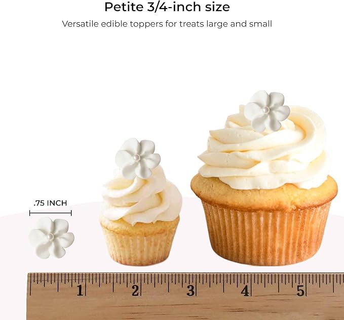 Global Sugar Art 180-Count White Mini Edible Flowers, Tiny Sugar Flowers | Mini edible cake decorations, edible white flowers for cupcakes, royal icing flowers, flower sprinkles, fancy sprinkles - Image 2
