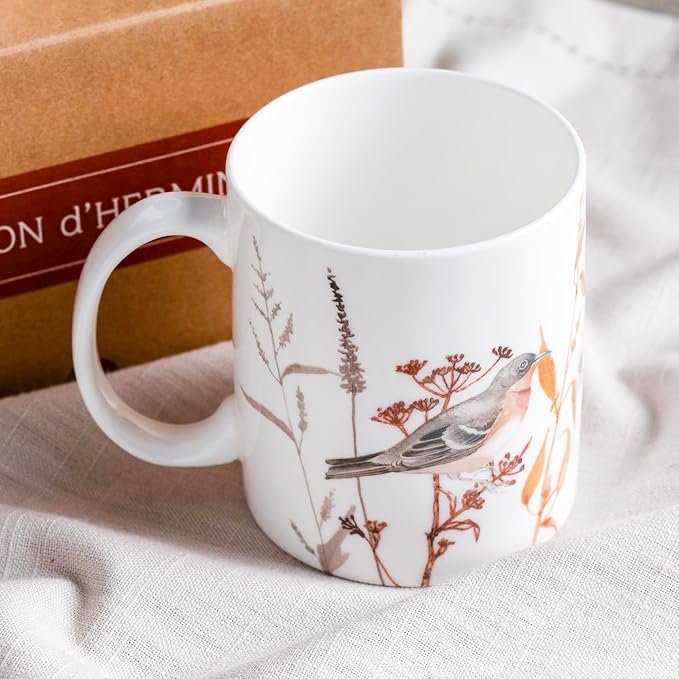 Maison d' Hermine Coffee Mug with Handles Tea Cups (15 Ounce, Pack of 2) | Fine Bone China Coffee Mugs for Hot Beverages Cappuccino Latte Home Restaurant Hotel Spring Summer -Meadow Florals - Beige - Image 7