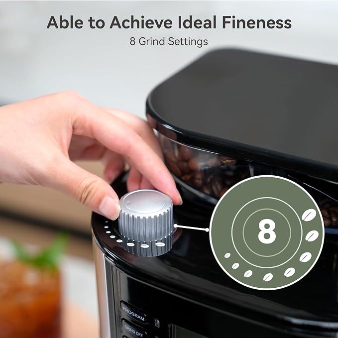 Gevi All In One 10-Cup Grind & Brew Coffee Maker with Built-In Burr Grinder | 24-Hour Programmable Timer, 1.5L Water Tank, Warm Plate, Reusable Filter & Glass Carafe for Daily Fresh Coffee Brewing - Image 3
