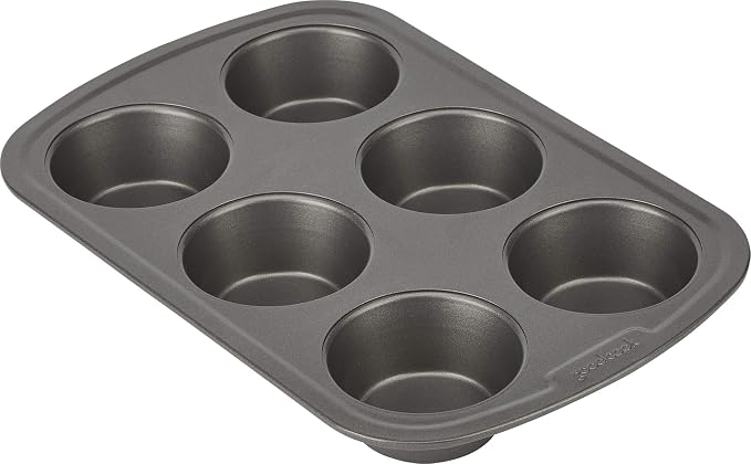 GoodCook Everyday Muffin Pan Nonstick Warp-Resistant Carbon Steel Construction, 6-Cup, Gray by GoodCook