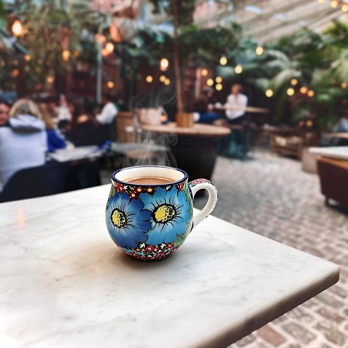 ALMA 12oz Handpainted Ceramic Coffee Mugs | Microwave & Dishwasher Safe, Ideal for Morning Coffee Tea, Home Kitchen Dining Room Display, For Home Makers & Women - Image 3