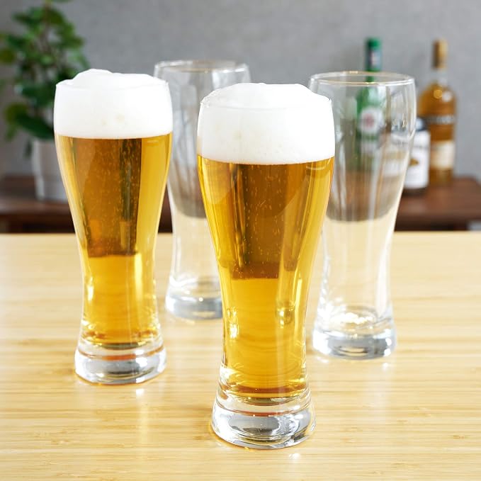 TRUE Wheat Beer Glasses, Clear Glasses for Pilsner, Belgian Ales, and Craft Beers, Birthday Party, Holiday, Game Night, Beer Gifts for Men, Durable Home Bar Glassware, 23 oz, Set of 4 - Image 5