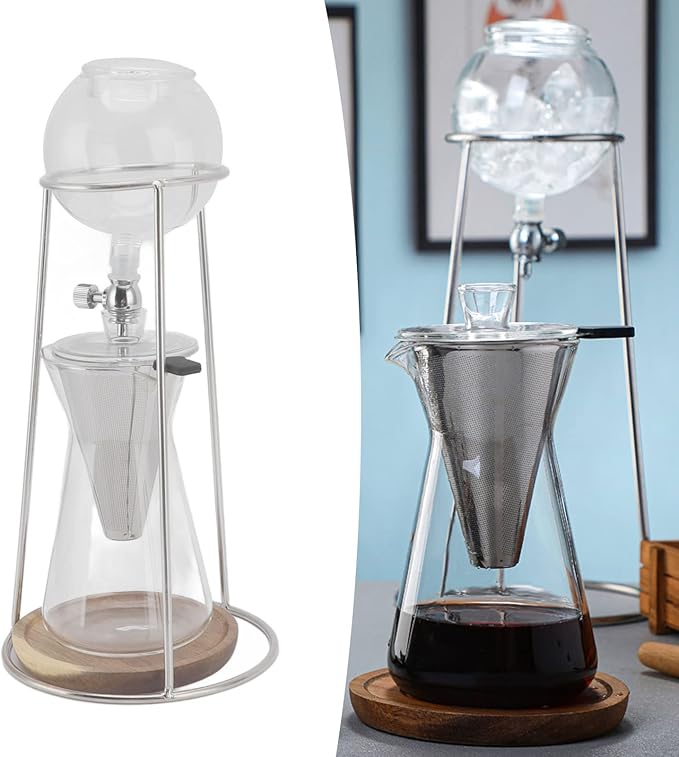 600ML Cold Brew Drip Tower Coffee Maker, Reusable Transparent Borosilicate Glass Iced Coffee Maker for Cafe Home Kitchen