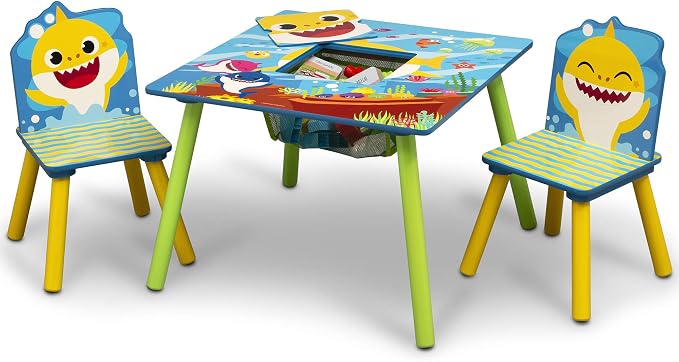 Delta Children Kids Table Storage (2 Chairs Included) -Ideal for Arts & Crafts, Snack Time, Homeschooling, Homework & More, Baby Shark, 3 Piece Set - Image 7
