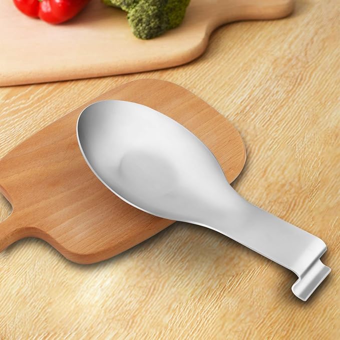 VanlonPro Stainless Steel Spoon Rest, Spatula Ladle Holder, Stainless Steel Utensil Spoon Rest Holder, Brushed Finish, Dishwasher Safe 9.8 x 3.7 Inch (Silver 2PCS) - Image 3