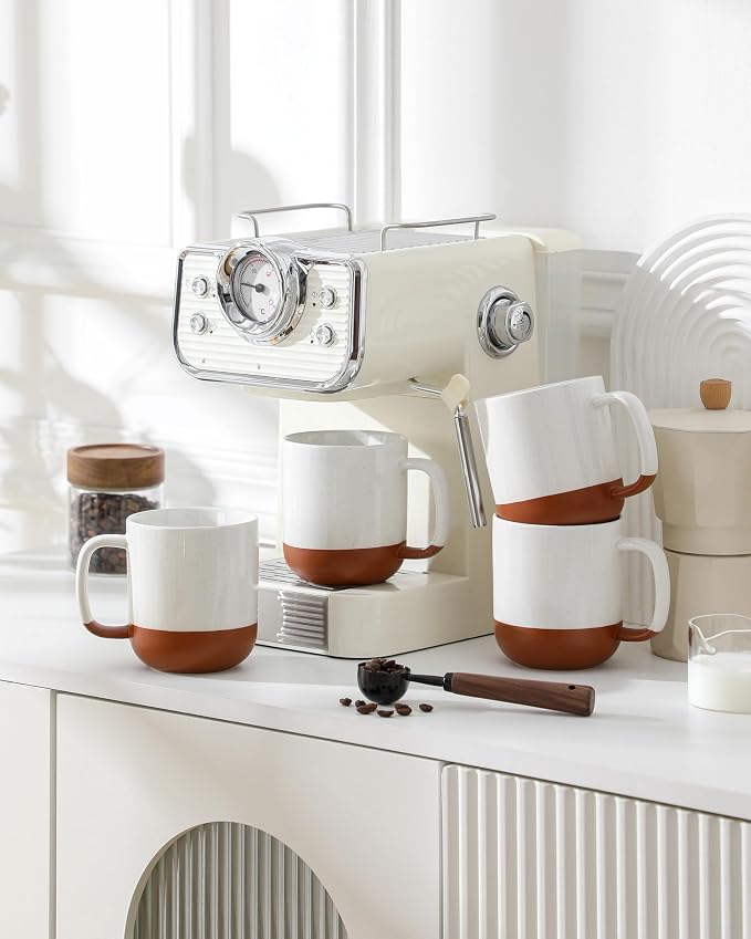 MALACASA Ceramic Coffee Mugs Set of 4, 16oz Coffee Cups, Modern Farmhouse Mugs for Coffee, Latte, Tea, Hot Chocolate, Cappuccino, Milk, Microwave & Dishwasher Safe, Khaki White, Series TARA - Image 6