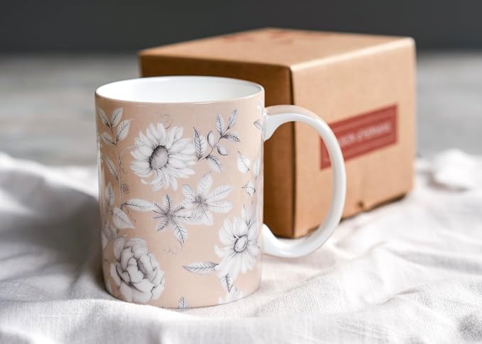Maison d' Hermine Coffee Mug with Handles Tea Cups (15 Ounce, Pack of 1) | Fine Bone China Coffee Mugs for Hot Beverages Cappuccino Latte Home Restaurant Spring Summer -Pretty Autumn - Mono Autumn - Image 9