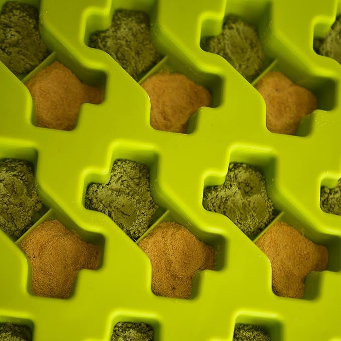 Messy Mutts Silicone Bake & Freeze Treat Making Mold | 2 Pack | 12 Bone Shaped 1 oz Molds | 9" x 9" Tray | Dishwasher, Freezer, Oven Safe | Blue/Green