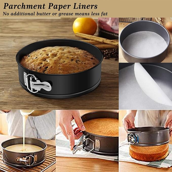 MASSUGAR 9 Inch Springform Pan Nonstick - Cheesecake Pan with Removable Bottom/Leakproof - Round Cake Pan with 50 Pcs Parchment Paper Liners - Fits 6 Qt 8 Qt Pressure Cooker - Image 3