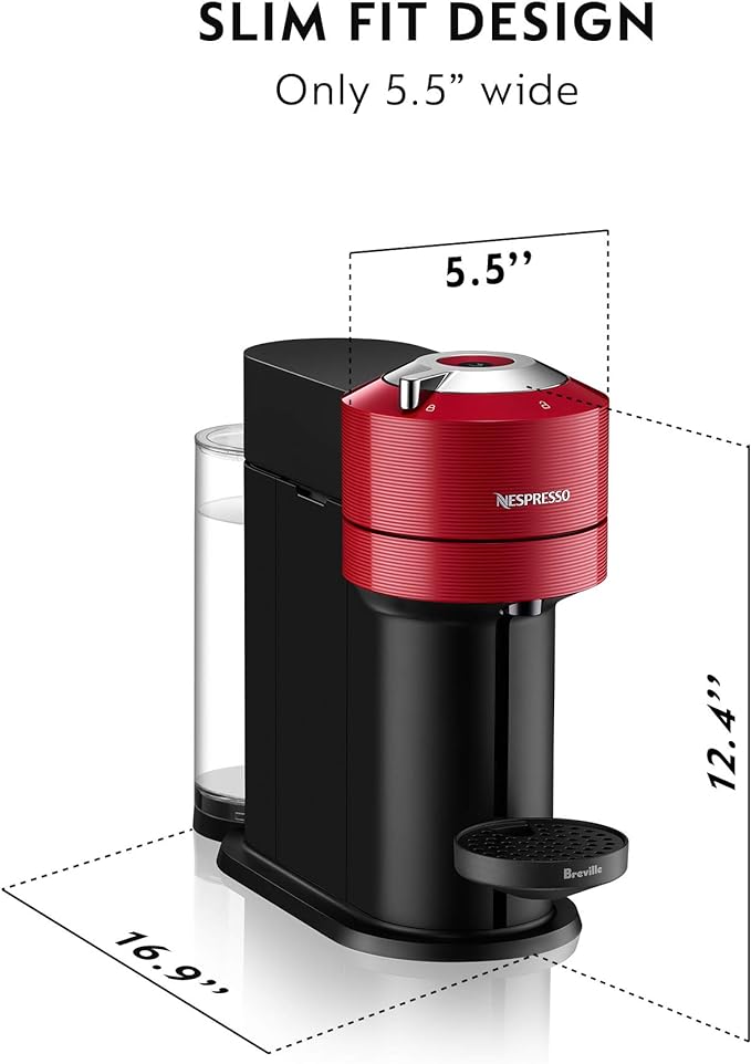 Nespresso Vertuo Next Coffee and Espresso Machine by Breville, Cherry Red