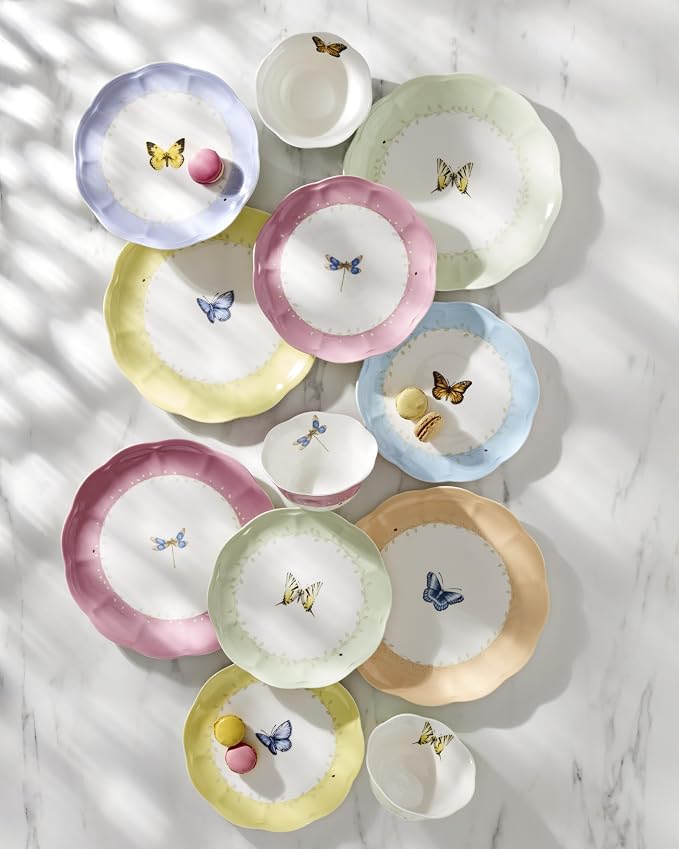 Lenox Dinnerware Set, Butterfly Meadow Colors 18-Piece Set, Service For 6, Porcelain, Dishwasher Safe, Colorful Design, Dinner Plates, Accent Plates, Bowls, Plate & Bowl Sets (18 Pieces, Assorted) - Image 3