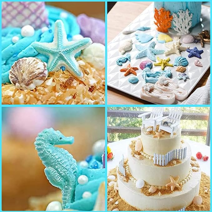 3Pcs Marine Themed Silicone Mold, Non-stick Ocean Animal Cake Baking Molds for Chocolate Candy Fondant Cupcake Cookie Dessert DIY Cake Decoration Suppies