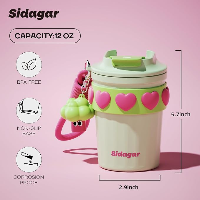 SDGA+ 12 oz Travel Coffee Mug Spill Proof Leak Proof, Stainless Steel Thermal Coffee Cup with Lid, Resuable Cup for Hot and Cold, Portable Tumbler for Women, Minty Matcha - Image 2