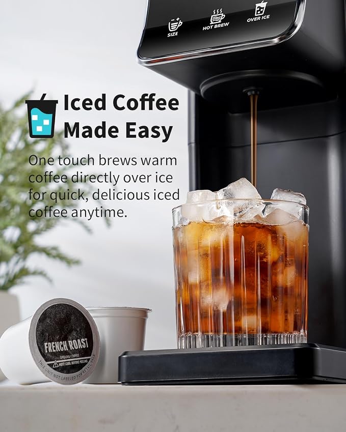 KIDISLE Hot & Iced Single Serve Coffee Maker for K Cup & Grounds, 6–16oz Brew Sizes, 40oz Water Tank, Reusable Pod Filter, Easy-to-Use for Home, Office, Dorm, Black - Image 6