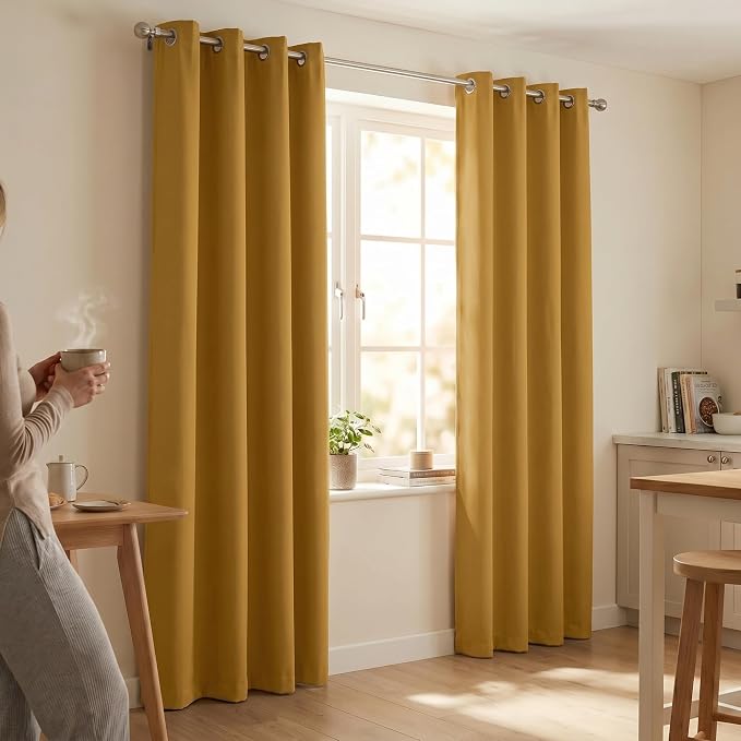 Urban Villa Cotton Grommet Curtains 50x84 (2 Panels) Yellow - Image 9
