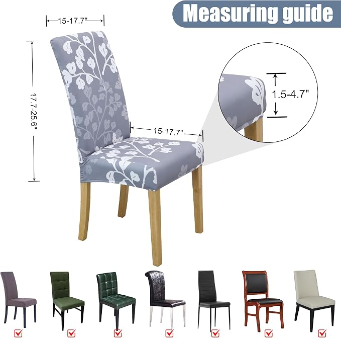 Dining Chair Covers, Stretch Seat Covers, Washable Furniture Protector | Washable, Stretch Fit, Soft, Non Slip, Dining Chair Covers, Seat Protector, Furniture Protector - Image 5