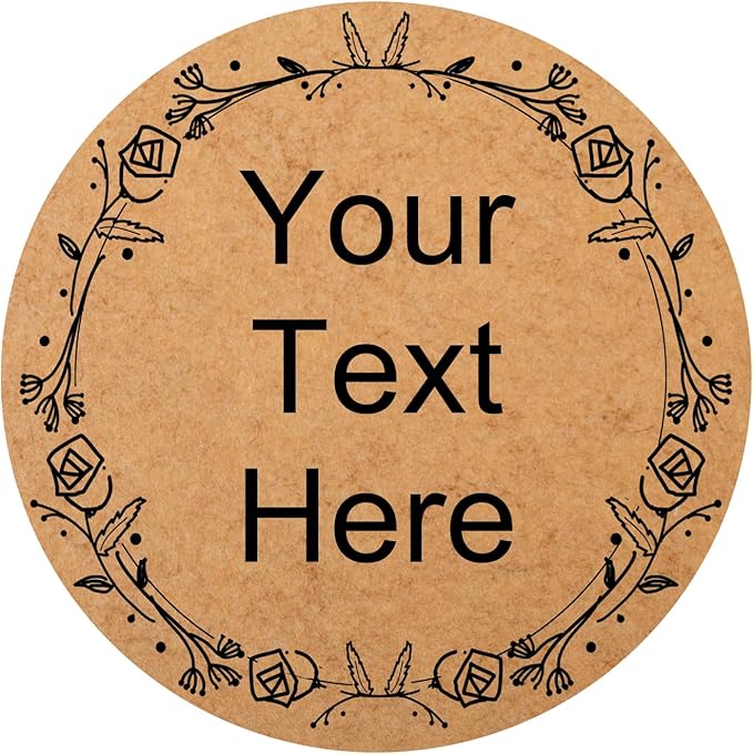 100-1000 Pcs Kraft Custom Sticker Labels Round Customized Labels Wreath Designs Personalized Stickers for Food Jars Gift Essential Oil Bottles Storage Bins(Kraft Paper 15) by Unknown