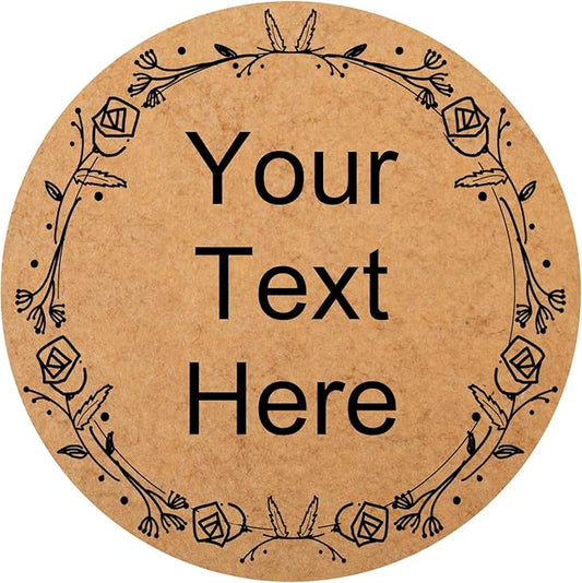 100-1000 Pcs Kraft Custom Sticker Labels Round Customized Labels Wreath Designs Personalized Stickers for Food Jars Gift Essential Oil Bottles Storage Bins(Kraft Paper 15) by Unknown