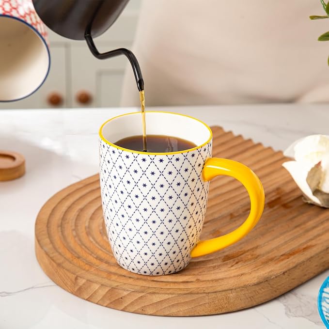 Ceramic Coffee Mugs Set - 16 Oz Large Porcelain Tea Cups with Handle for Men Women Cappuccino Latte Cocoa - Microwave Dishwasher Safe - Christmas Housewarming Gift - Set of 6 - Assorted Colors - Image 7