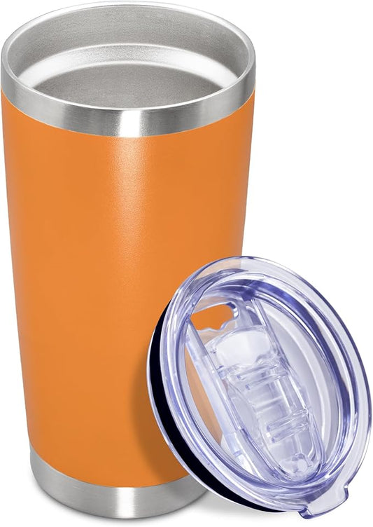 20oz Tumbler Insulated Coffee Tumblers with Lid Stainless Steel Orange 1P | 20 oz Tumblers Double Wall Insulated Vacuum 20oz Coffee Mug Leak Proof Tumblers with Lid Powder Coated - Orange 1 Pack by AEPDTD