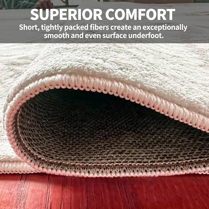 5x7 Area Rug, Machine Washable Living Room Rug - Non-Slip Low Pile Accent Rug for Bedroom, Pet Friendly, Modern Vintage Geometric Design - Image 5