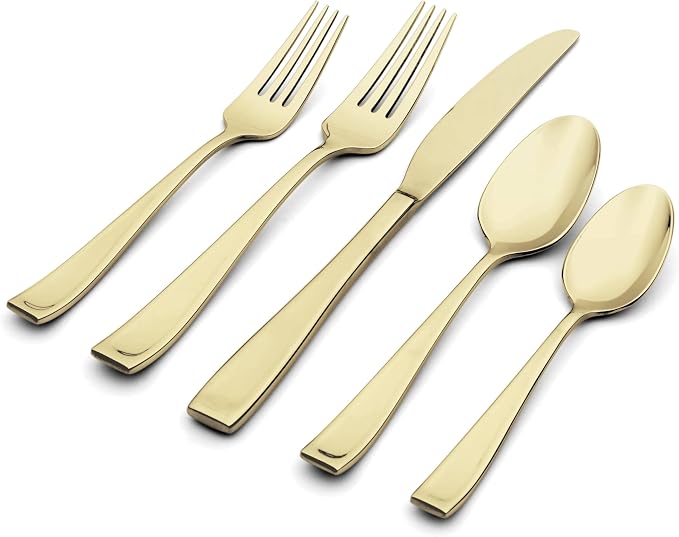 Oneida Moda Champagne Satin 20-Piece Silverware Set for 4, Flatware | satin finish, dishwasher safe | includes knives, forks, and spoons | cutlery set for kitchen and dining - Image 3
