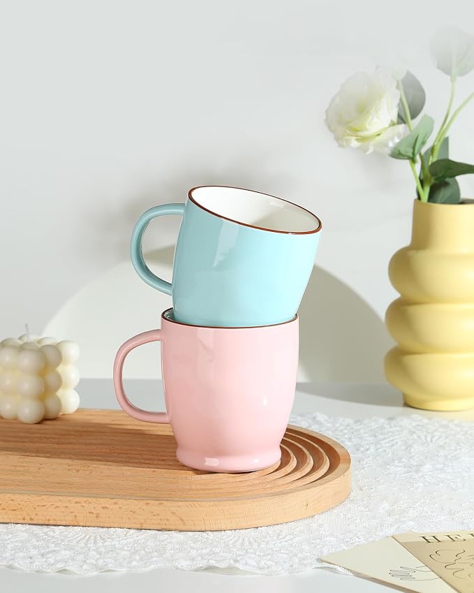 Blue Coffee Mug, 16.5oz Large Cappuccino Cup, Microwave Safe Coffee Cup with Large Handle, Porcelain Tea Mug for women, Man, Mom, Dad, Gifts - Image 6