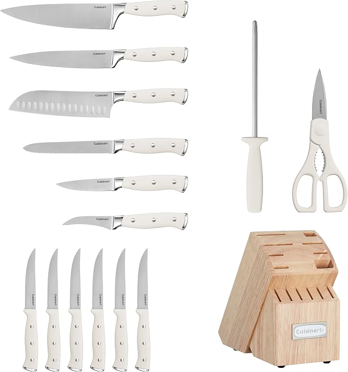 Cuisinart 15-Piece Knife Set with Block, High Carbon Stainless Steel, Forged Triple Rivet, Natural C77CTR-15P - Image 3