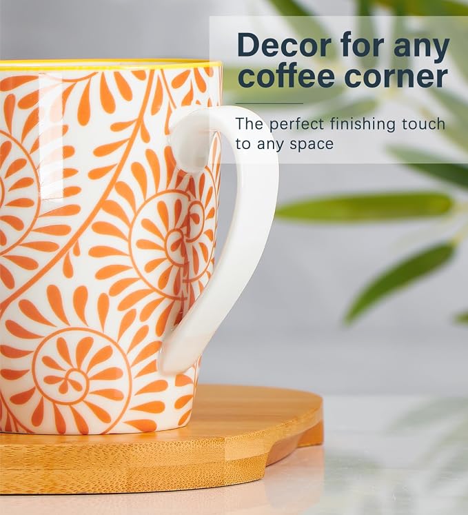 ONEMORE Coffee Mugs Set of 6, 12 oz Ceramic Coffee Cup with Handles, Porcelain Mugs for Latte Cappuccino Tea Cocoa, Microwave Dishwasher Safe, Aesthetic Home Office Cups for Women Men (Assorted Color) - Image 3