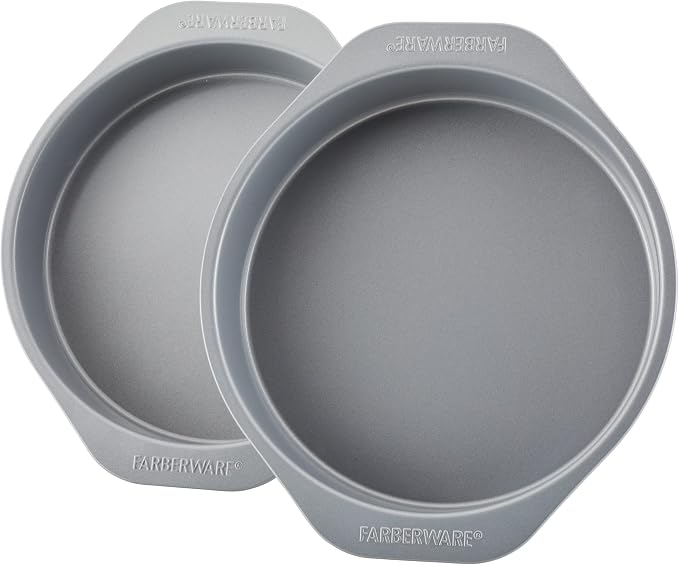 Farberware Golden Bake Nonstick Round Cake Pan Set, 2-Piece | Insulated Non Stick Round Cake Pan Set, Oven Safe to 450°F, Easy Release, Dishwasher Safe, in Gray by Farberware