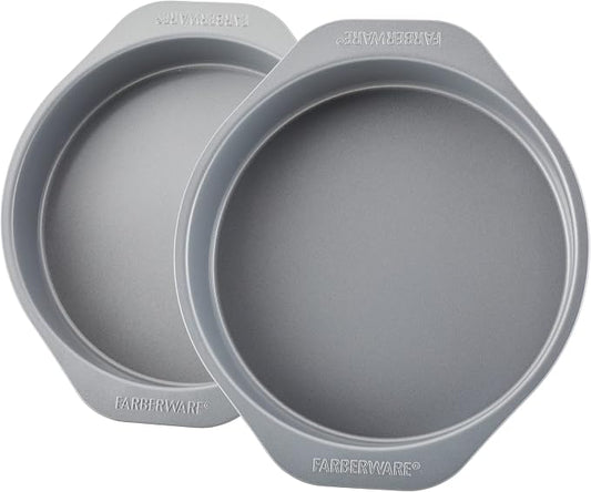 Farberware Golden Bake Nonstick Round Cake Pan Set, 2-Piece | Insulated Non Stick Round Cake Pan Set, Oven Safe to 450°F, Easy Release, Dishwasher Safe, in Gray by Farberware