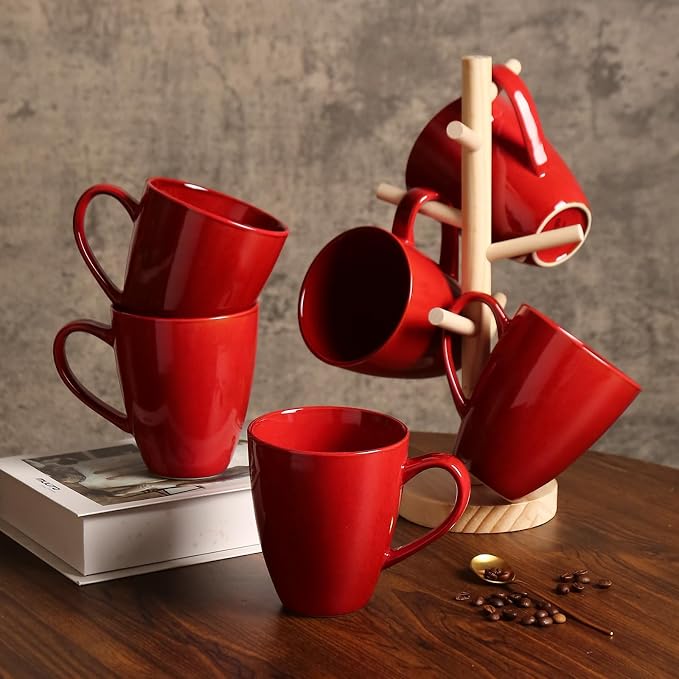 MONITO 17 OZ Coffee Mugs Set of 4, Large Ceramic Blue Coffee Mugs Set with handle for Tea/Latte/Milk/Cocoa, Funny Tea Cups for Office and Home, Engagement Gifts. (Red) - Image 7