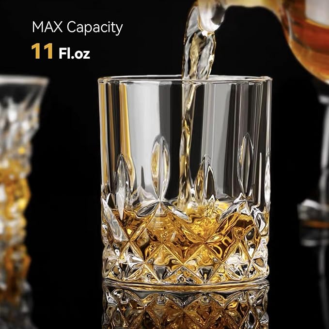 Whiskey Glasses Set of 6, 11 oz Old Fashioned Rocks Glasses | Dishwasher-safe 11 oz rocks glasses for whiskey, bourbon, scotch, rum, cocktails and gifting - Image 4