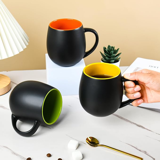 BYCNZB 20oz ceramic Coffee Mug Sets Matte Black Porcelain Mug Multiple colors Cups for Coffee, Tea, Juice, Cocoa Set of 6 (20oz) - Image 5