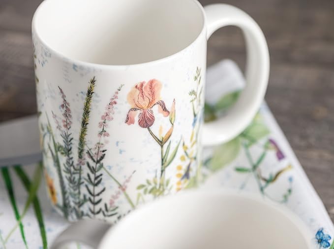 Maison d' Hermine Coffee Mug with Handles Tea Cups (15 Ounce, Pack of 2) | Fine Bone China Coffee Mugs for Hot Beverages Cappuccino Latte Home Restaurant Hotel Spring Summer -Fleurs De Mai - Image 5