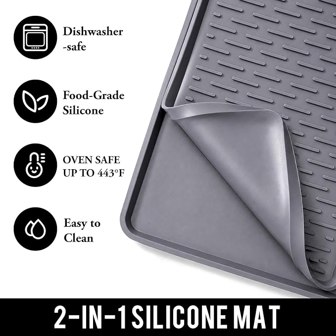 Caketime 2 In 1 Silicone Coffee Bar Mat Accessories Detachable Dish Drying Rug Rack Stone for Kitchen Countertop Under Sink Home House Apartment Office Essentials Espresso Machine Must Have - Image 2