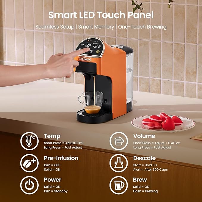 Magician2 Multi-Pod Coffee Maker & Espresso Machine for Home/Office & Dorms | Fits K Cup/Nespresso/Dolce Gusto/ESE Pods/Ground, Touchscreen & Pods Recognition, Adjustable Temp/Volume, Strong/Bold, 20 Bar - Image 5