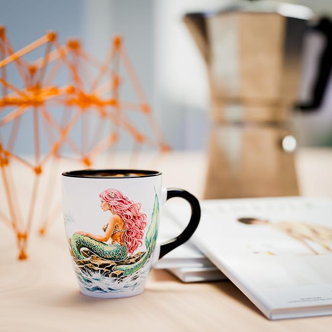 Color Changing Mermaid Coffee Mug 12oz – Heat Sensitive Ceramic Cup with Ocean Waves & Dolphin Design, Coastal Beach Theme Mug, Unique Christmas Holiday Birthday Gift for Mermaid Lovers, Men & Women - Image 6